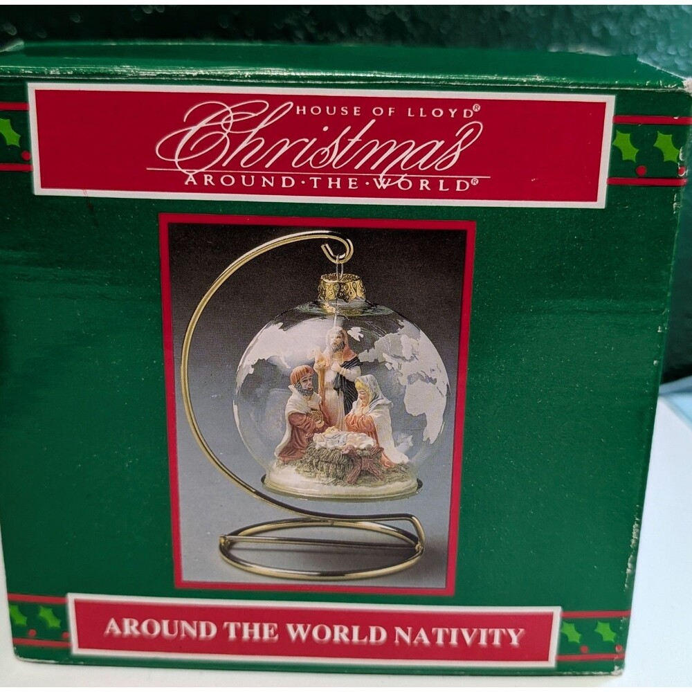 House of Lloyd Christmas Around the World Nativity Glass Ornament & Stand 1993